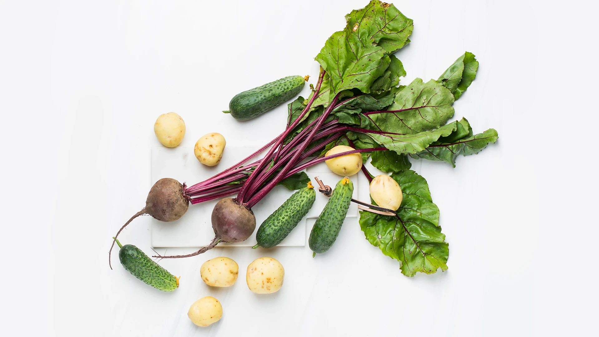 Seasonal vegetables on a white background