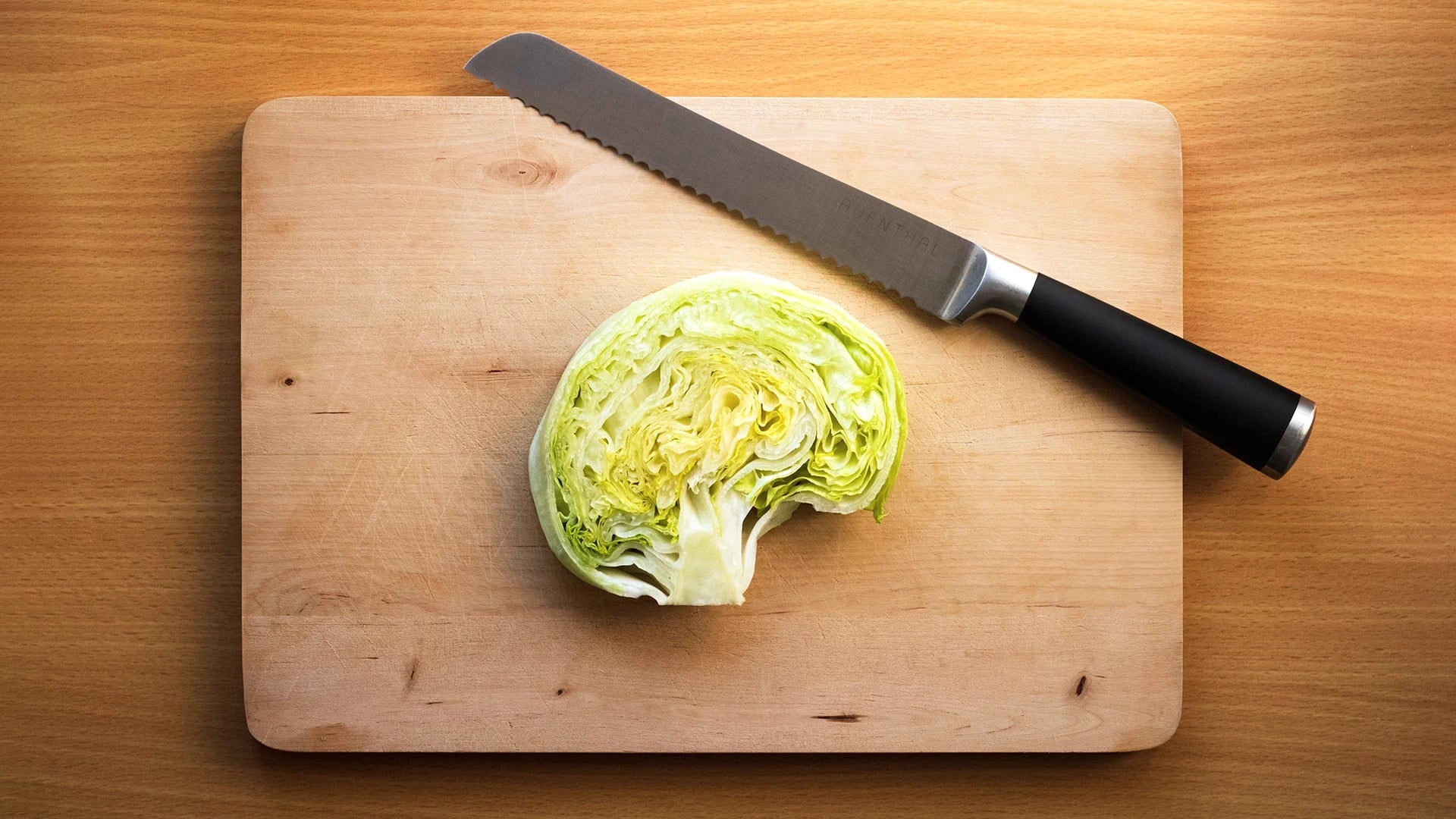 A head of lettuce shaped as a brain